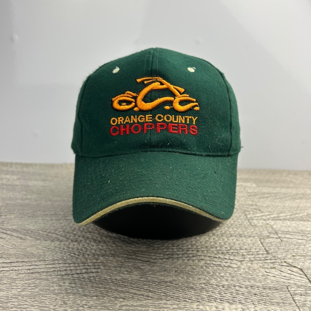 Vintage Orange County‎ Choppers Hat Cap Strap Back Adjustable Green Biker Adult